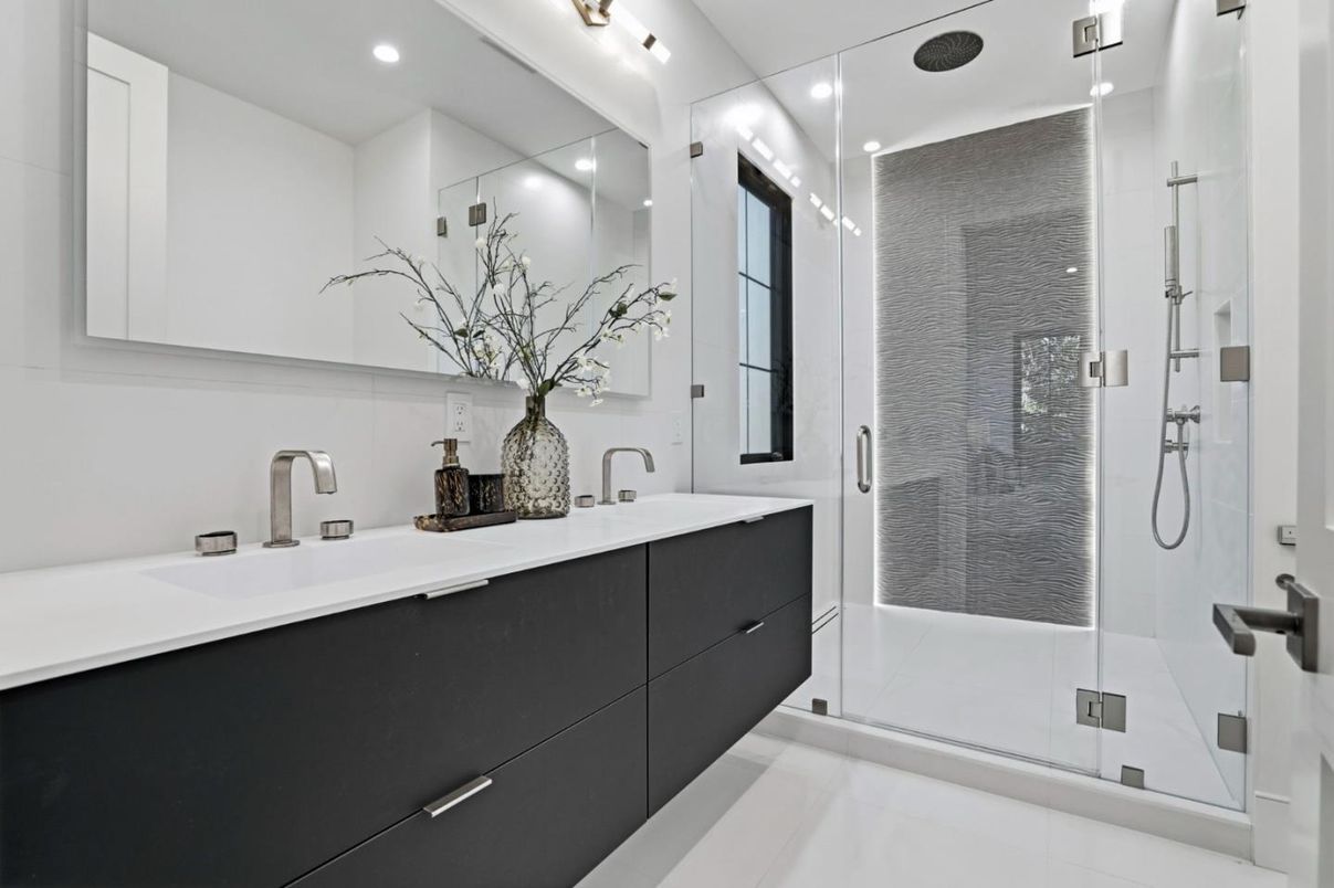 Bathroom, Dual Sink Vanities, Glass Shower, Interior, Recessed Lighting