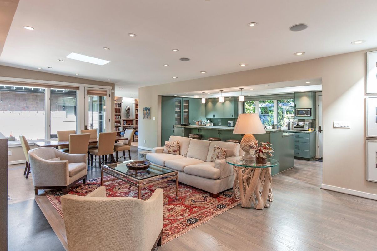 Dining room, Interior, Kitchen, Living room, Pendant Lights, Recessed Lighting, Wood Texture Flooring