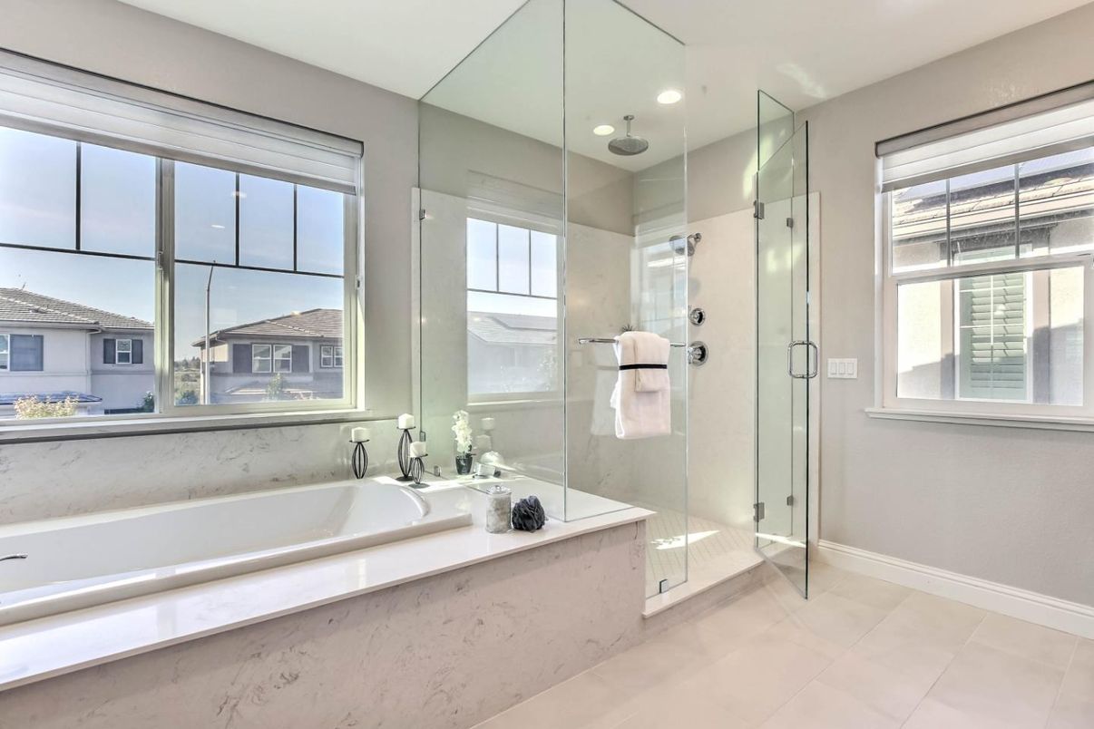 Bathroom, Glass Shower, Interior, Recessed Lighting