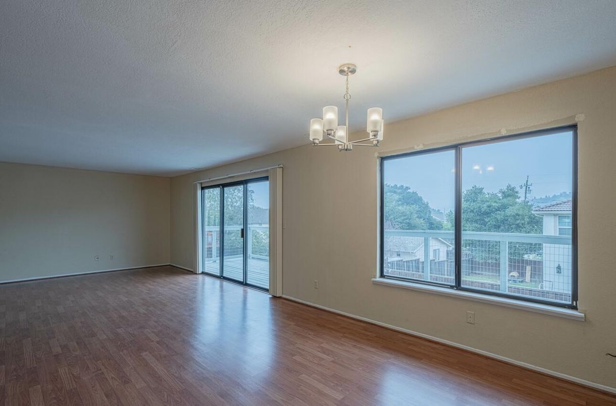 Chandelier, Empty room, Interior, Wood Texture Flooring