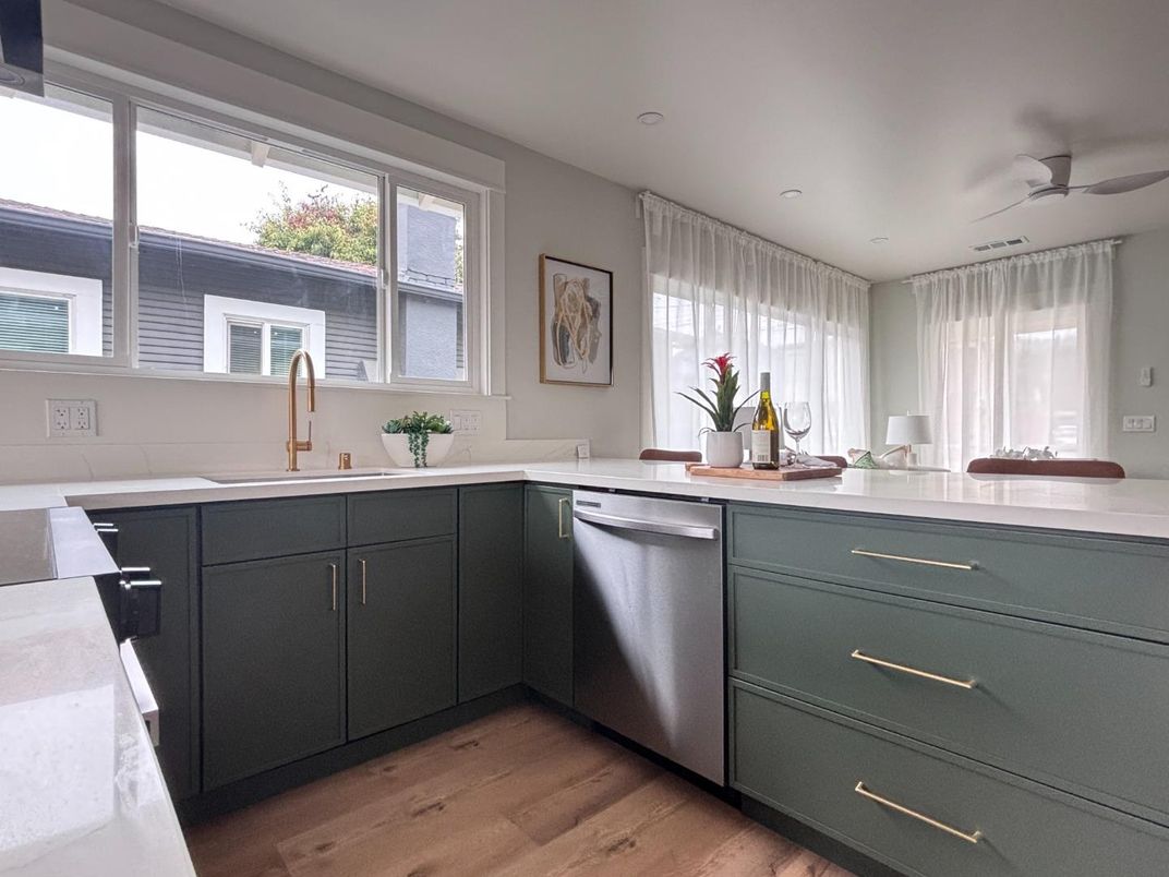 Interior, Kitchen, Recessed Lighting, Wood Texture Flooring