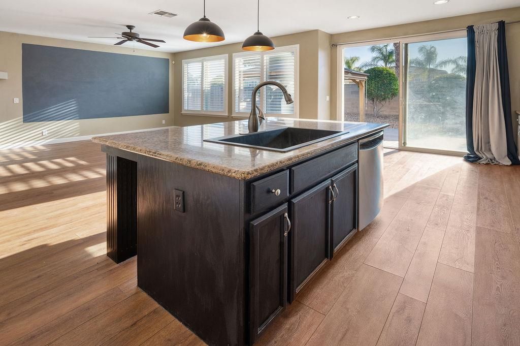 Interior, Kitchen, Pendant Lights, Recessed Lighting, Wood Texture Flooring