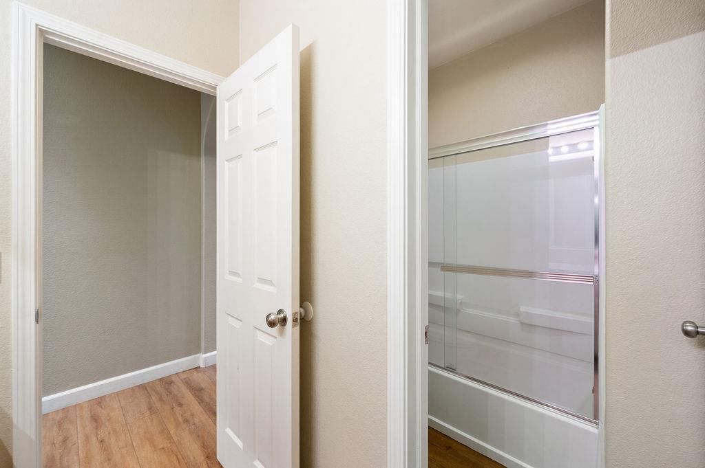 Bathroom, Glass Shower, Interior, Wood Texture Flooring