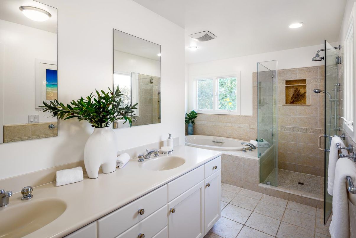 Bathroom, Dual Sink Vanities, Glass Shower, Interior, Recessed Lighting