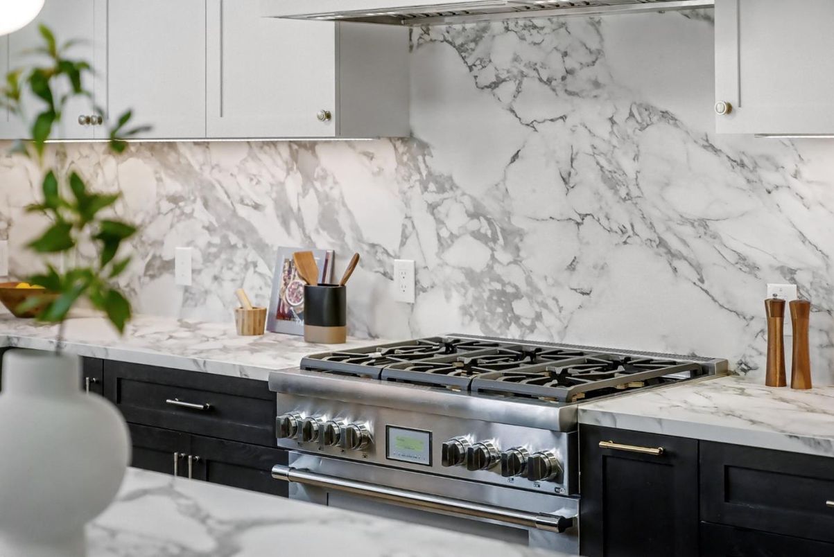 Interior, Kitchen, Marble Walls, Stainless Steel Appliances