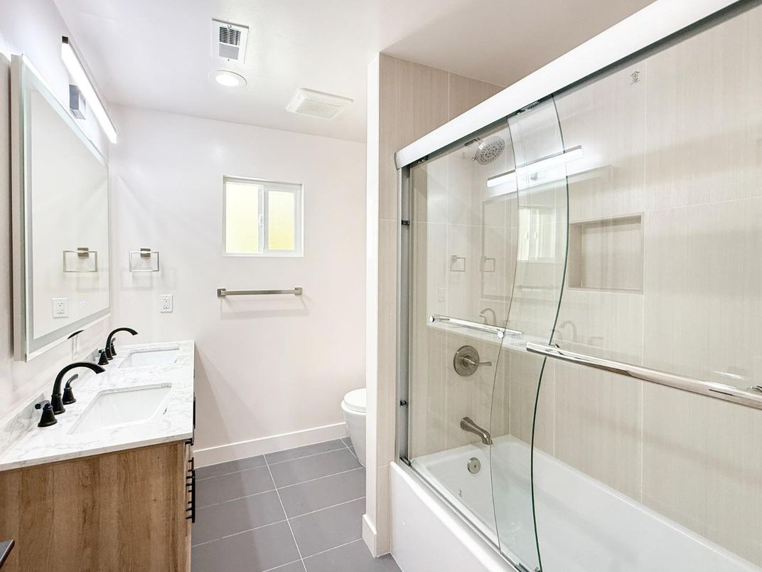 Bathroom, Glass Shower, Interior, Recessed Lighting