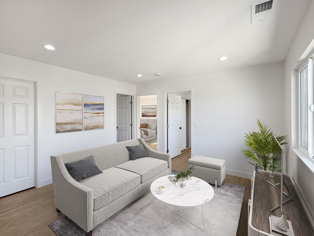 Interior, Living room, Recessed Lighting, Wood Texture Flooring