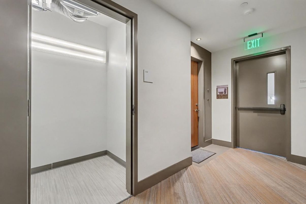 Elevator, Interior, Recessed Lighting, Wood Texture Flooring