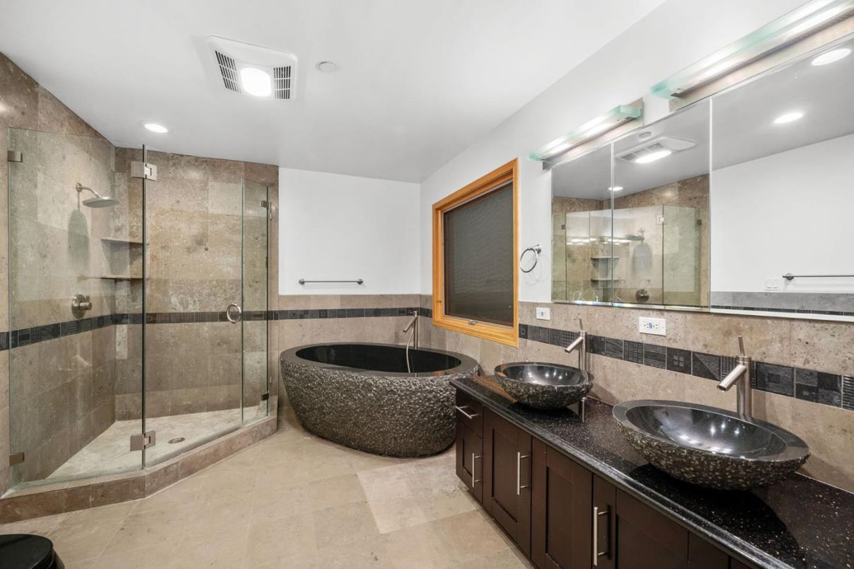 Bathroom, Dual Sink Vanities, Glass Shower, Interior, Recessed Lighting