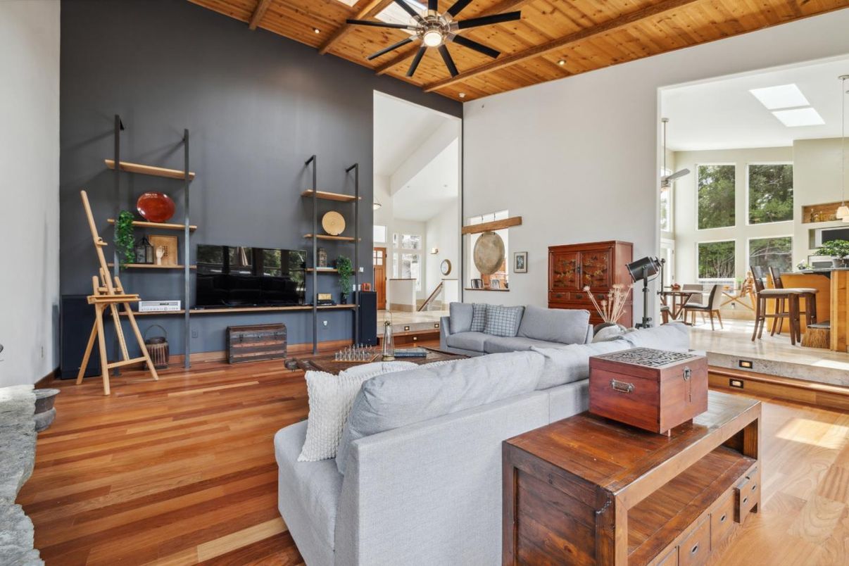 Interior, Living room, Recessed Lighting, Wooden Ceilings, Wood Texture Flooring