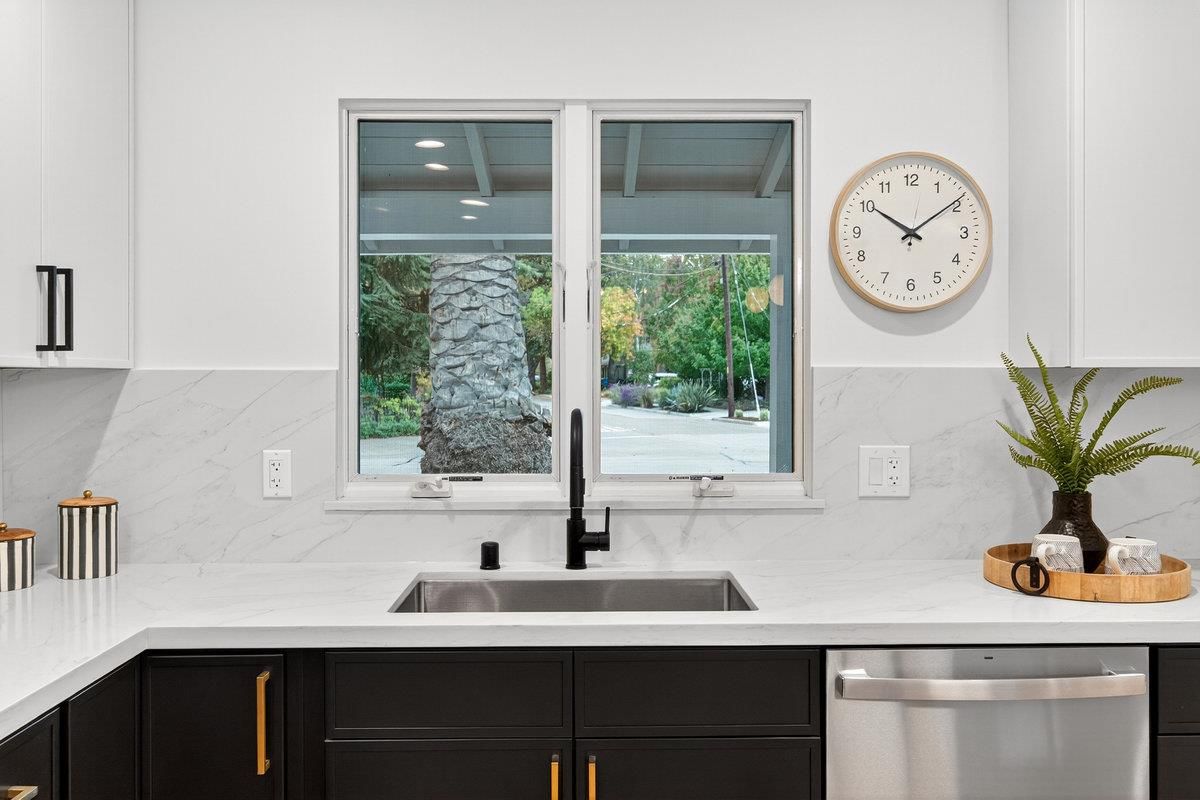 Interior, Kitchen, Marble Walls, Recessed Lighting, Stainless Steel Appliances