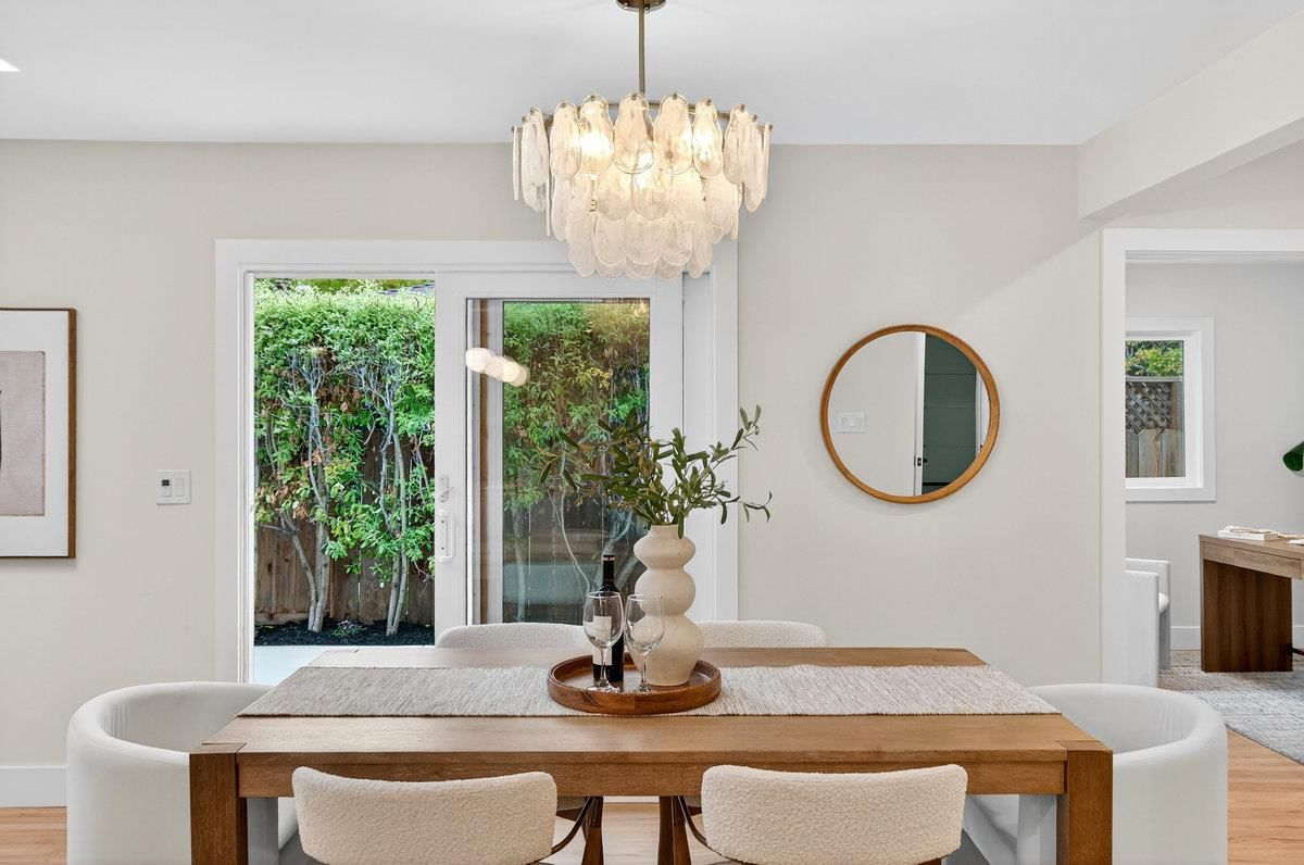 Chandelier, Dining room, Interior, Wood Texture Flooring