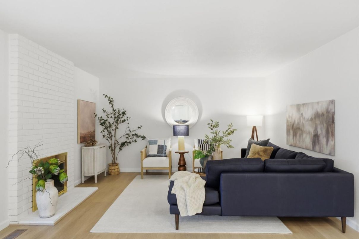 Interior, Living room, Stone Walls, Wood Texture Flooring