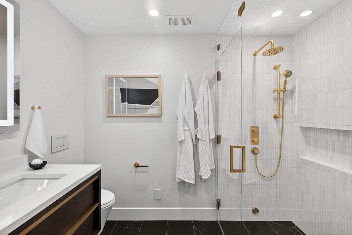 Bathroom, Glass Shower, Interior, Recessed Lighting