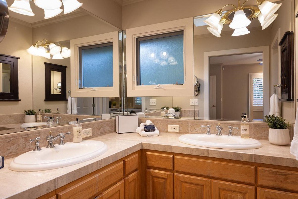 Bathroom, Dual Sink Vanities, Interior, Tile Countertops