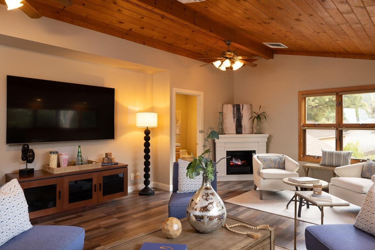 Fireplace, Interior, Living room, Wooden Ceilings, Wood Texture Flooring