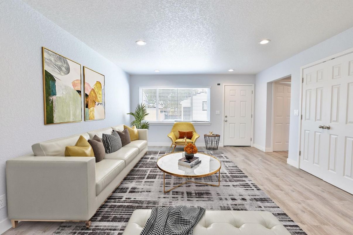 Interior, Living room, Recessed Lighting, Wood Texture Flooring