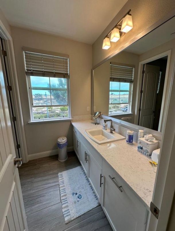 Bathroom, Dual Sink Vanities, Interior, Wood Texture Flooring