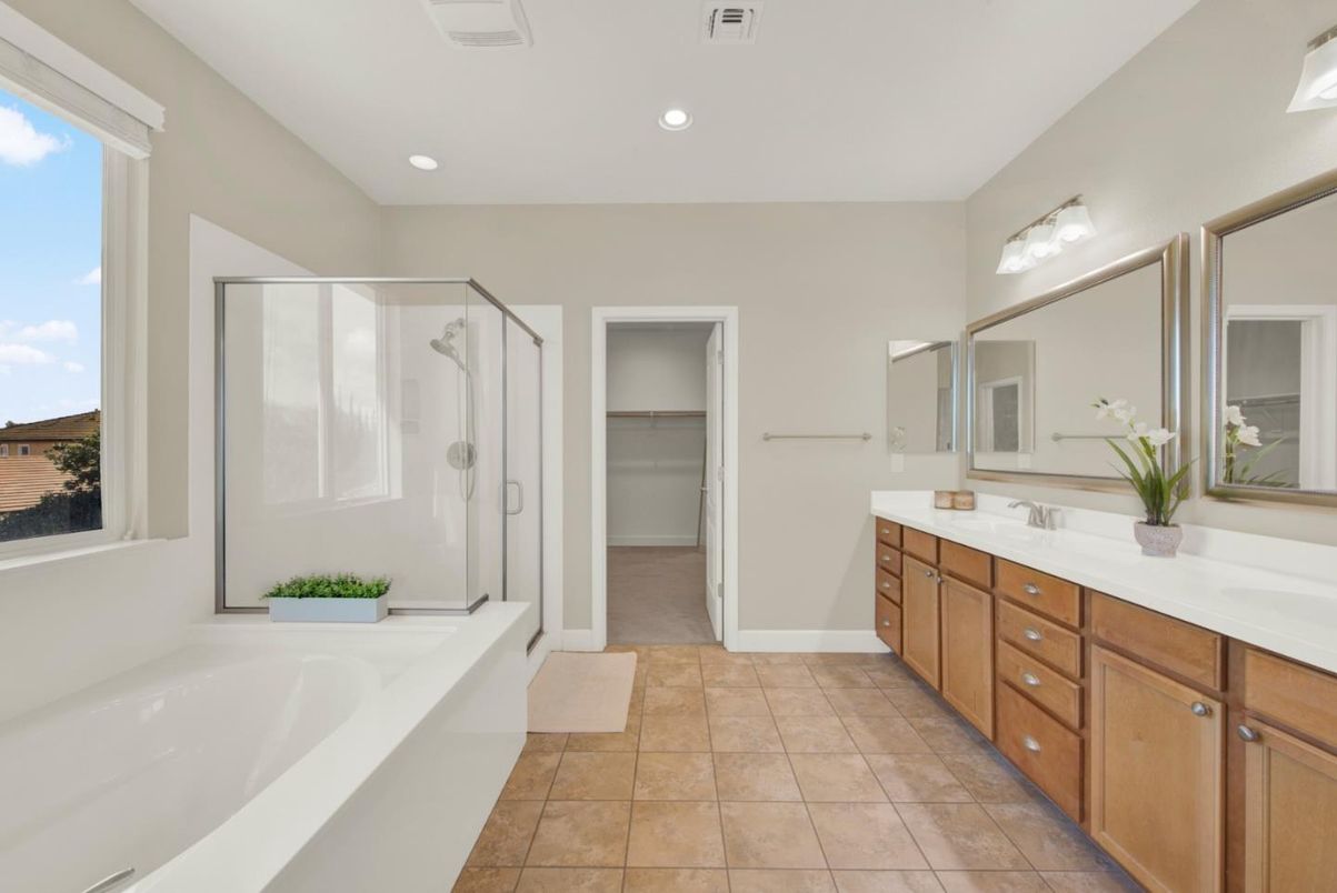 Bathroom, Dual Sink Vanities, Glass Shower, Interior, Recessed Lighting