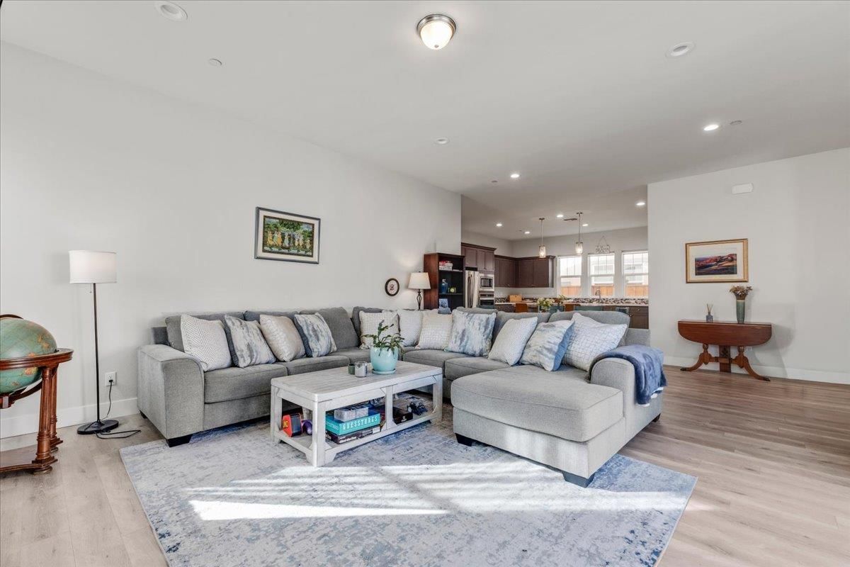 Interior, Kitchen, Living room, Pendant Lights, Recessed Lighting, Stainless Steel Appliances, Wood Texture Flooring