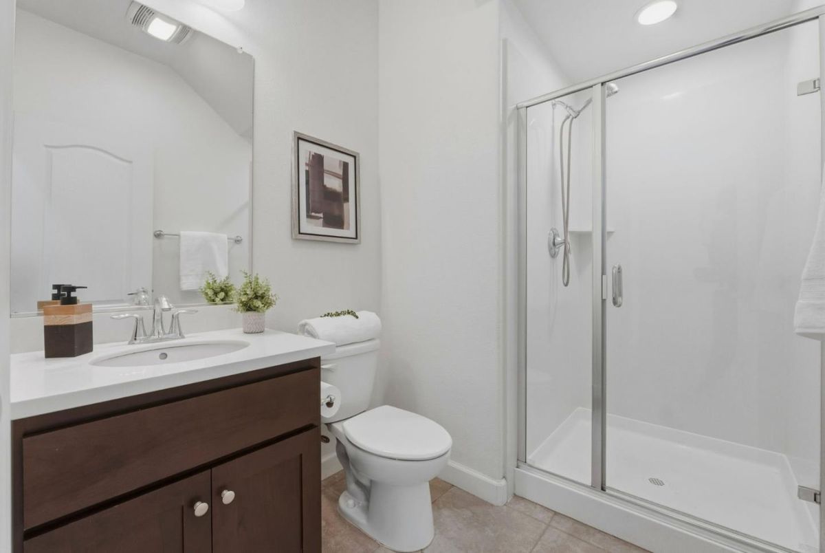 Bathroom, Glass Shower, Interior, Recessed Lighting