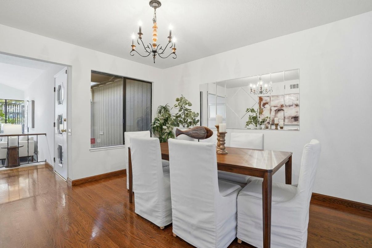 Chandelier, Dining room, Interior, Wood Texture Flooring
