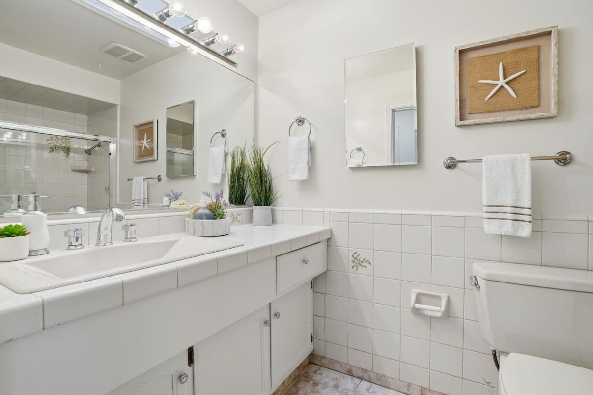 Bathroom, Dual Sink Vanities, Glass Shower, Interior, Tile Countertops