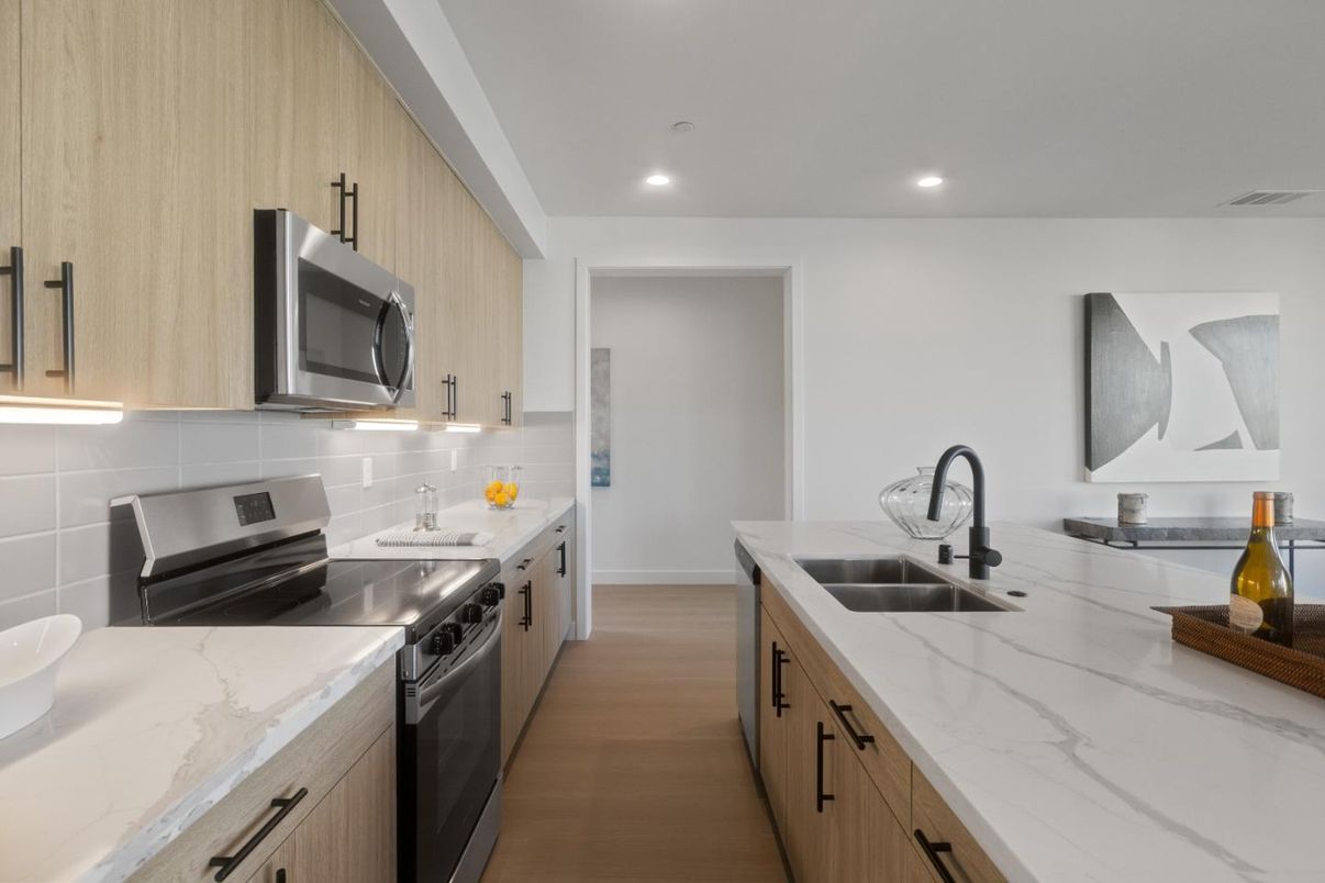 Interior, Kitchen, Recessed Lighting, Wood Texture Flooring