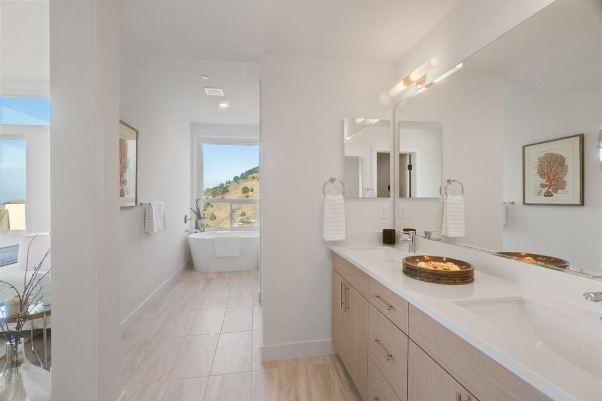 Bathroom, Dual Sink Vanities, Free Standing Baths, Interior, Recessed Lighting, Water