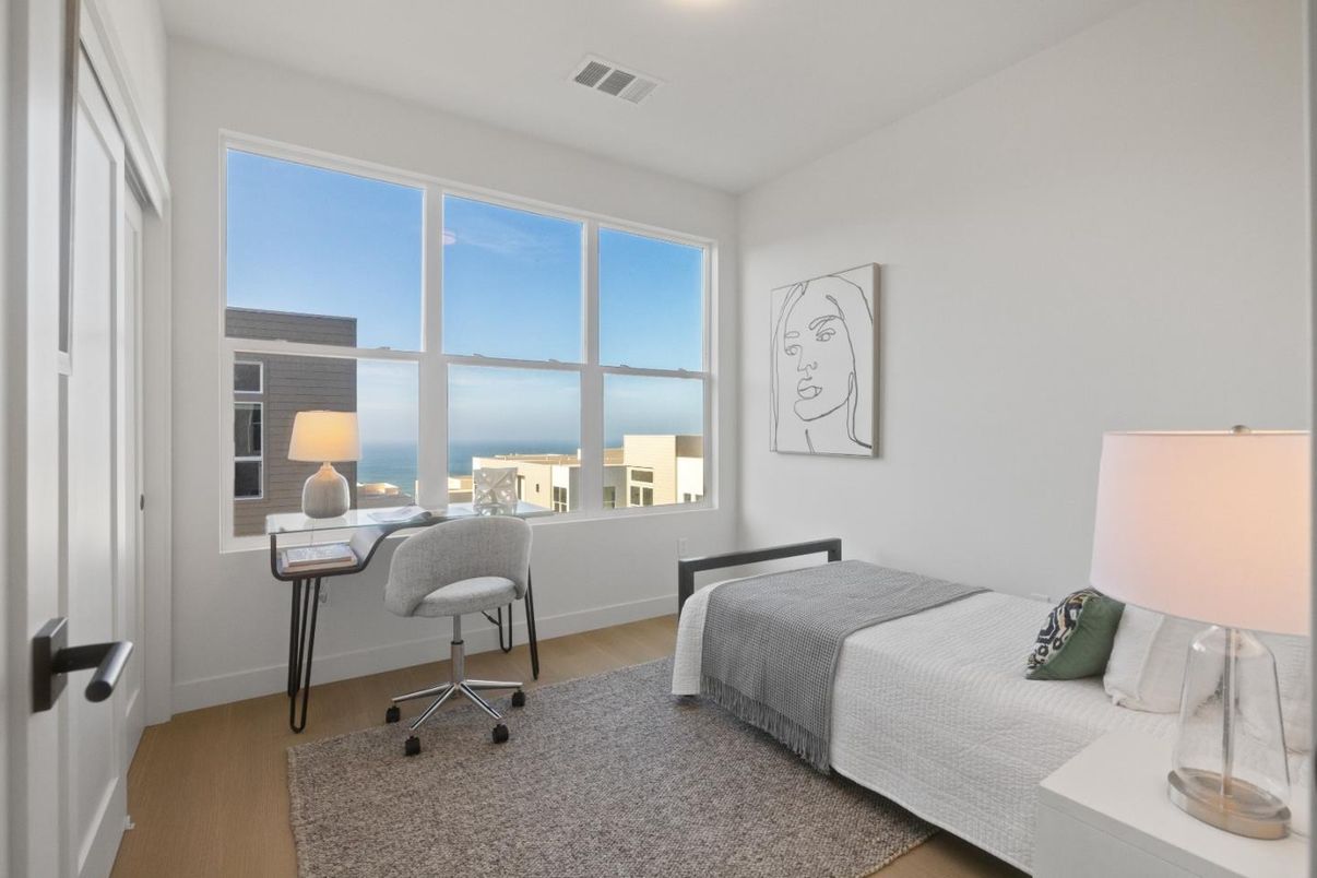 Bedroom, Home Office, Interior, Water, Wood Texture Flooring