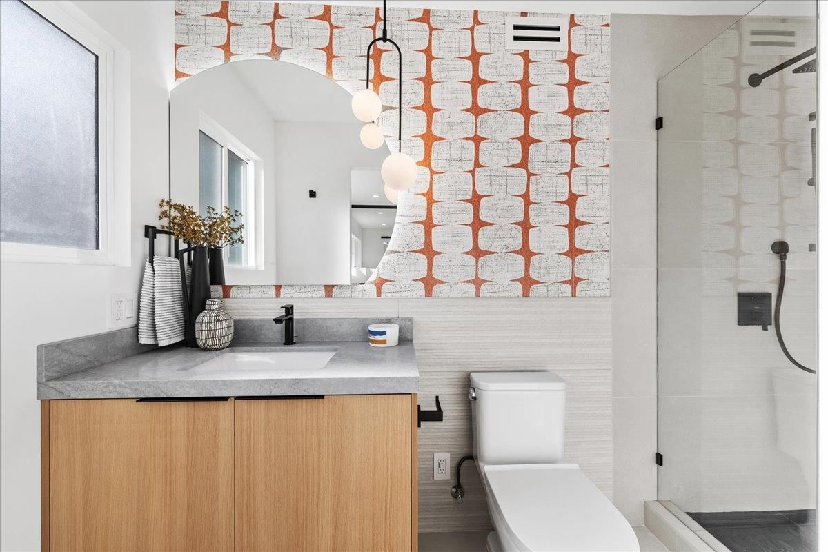 Bathroom, Glass Shower, Interior, Pendant Lights