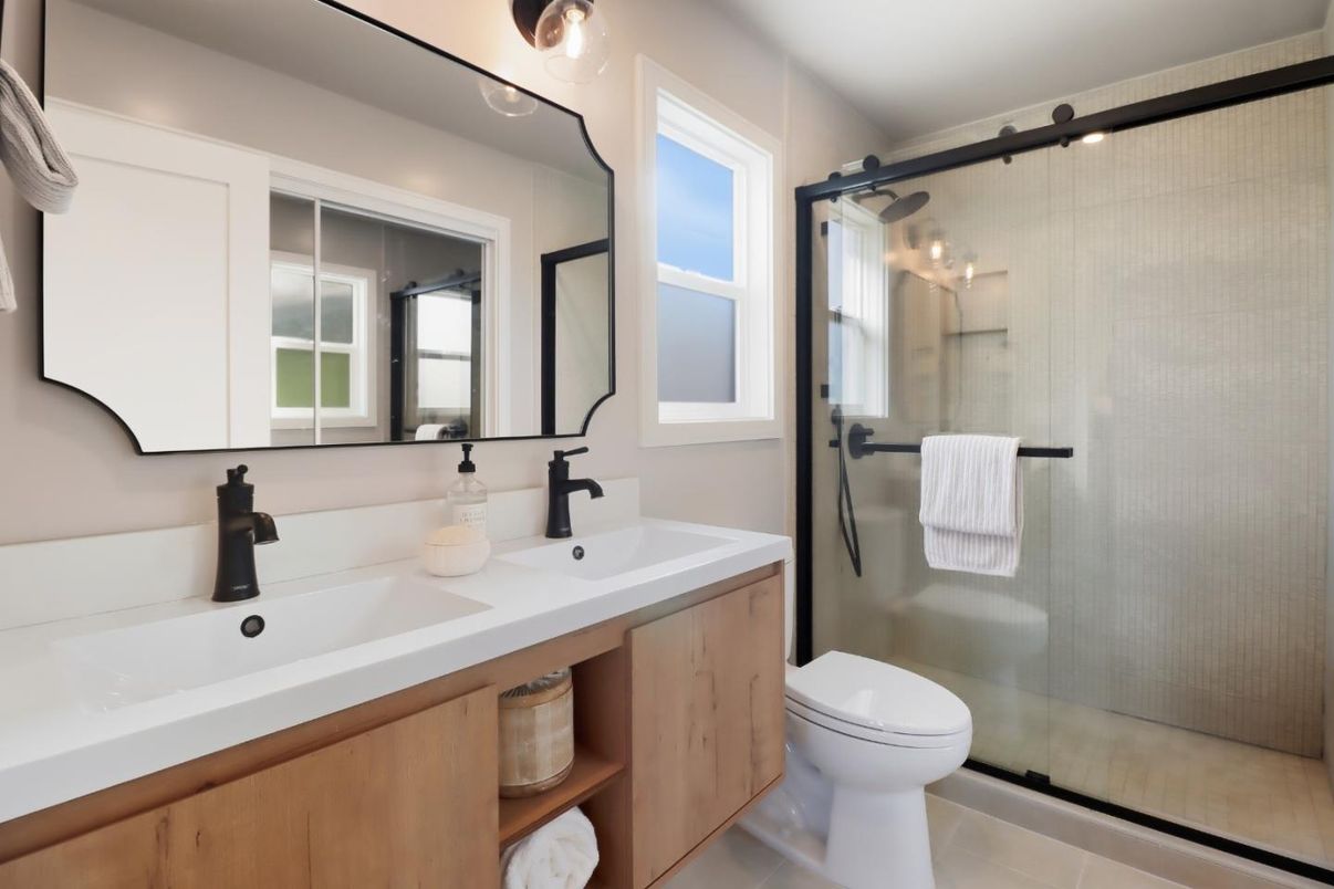 Bathroom, Dual Sink Vanities, Glass Shower, Interior