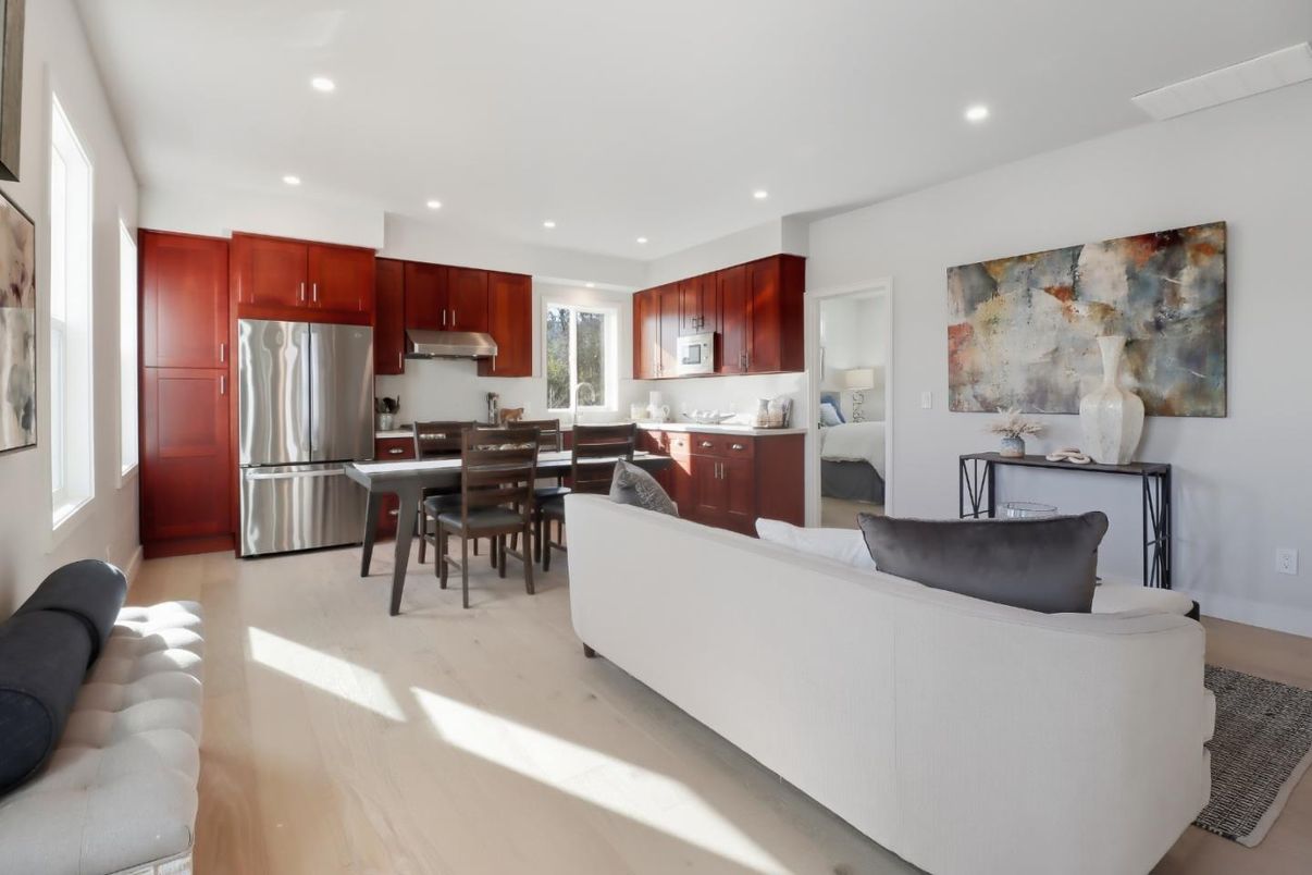 Dining room, Interior, Kitchen, Living room, Recessed Lighting, Stainless Steel Appliances