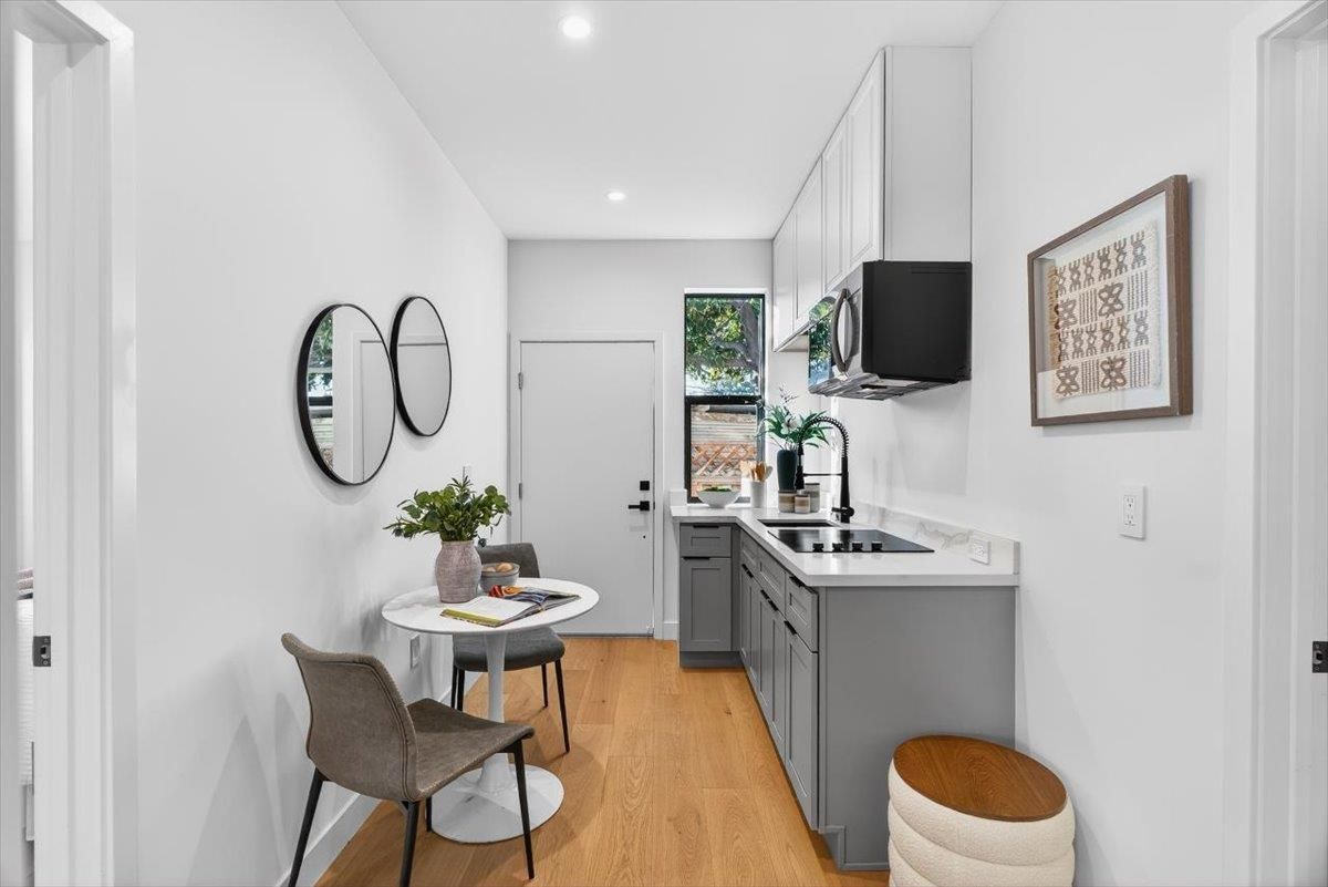 Interior, Kitchen, Recessed Lighting, Wood Texture Flooring