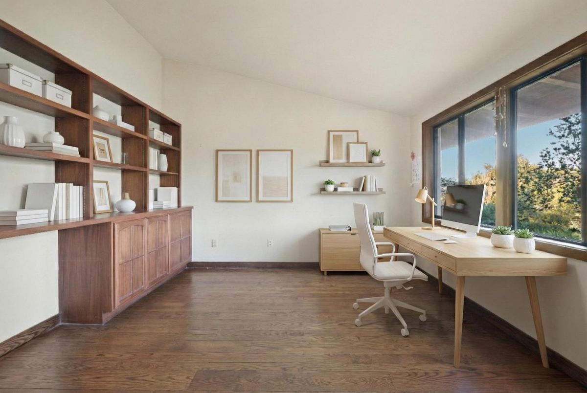 Home Office, Interior, Wood Texture Flooring