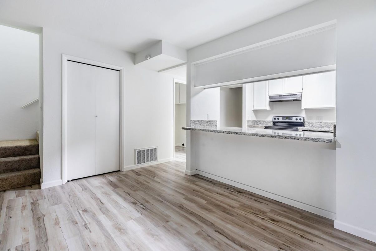 Interior, Kitchen, Stainless Steel Appliances, Wood Texture Flooring