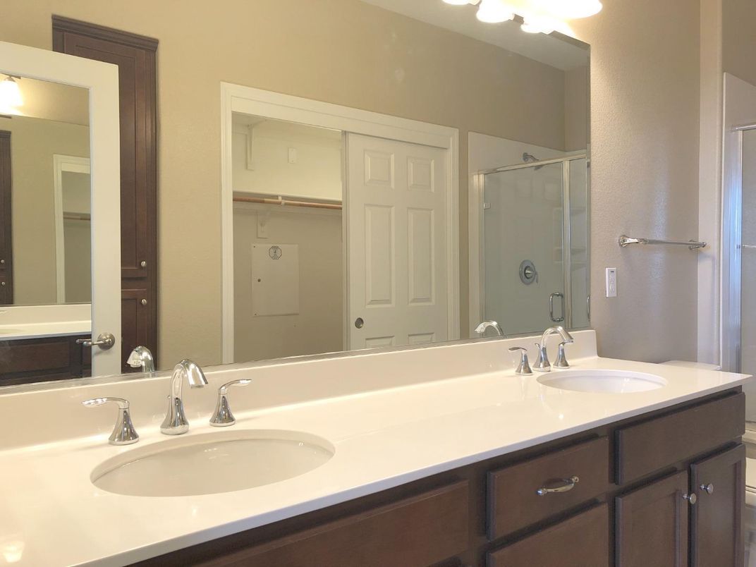 Bathroom, Dual Sink Vanities, Glass Shower, Interior