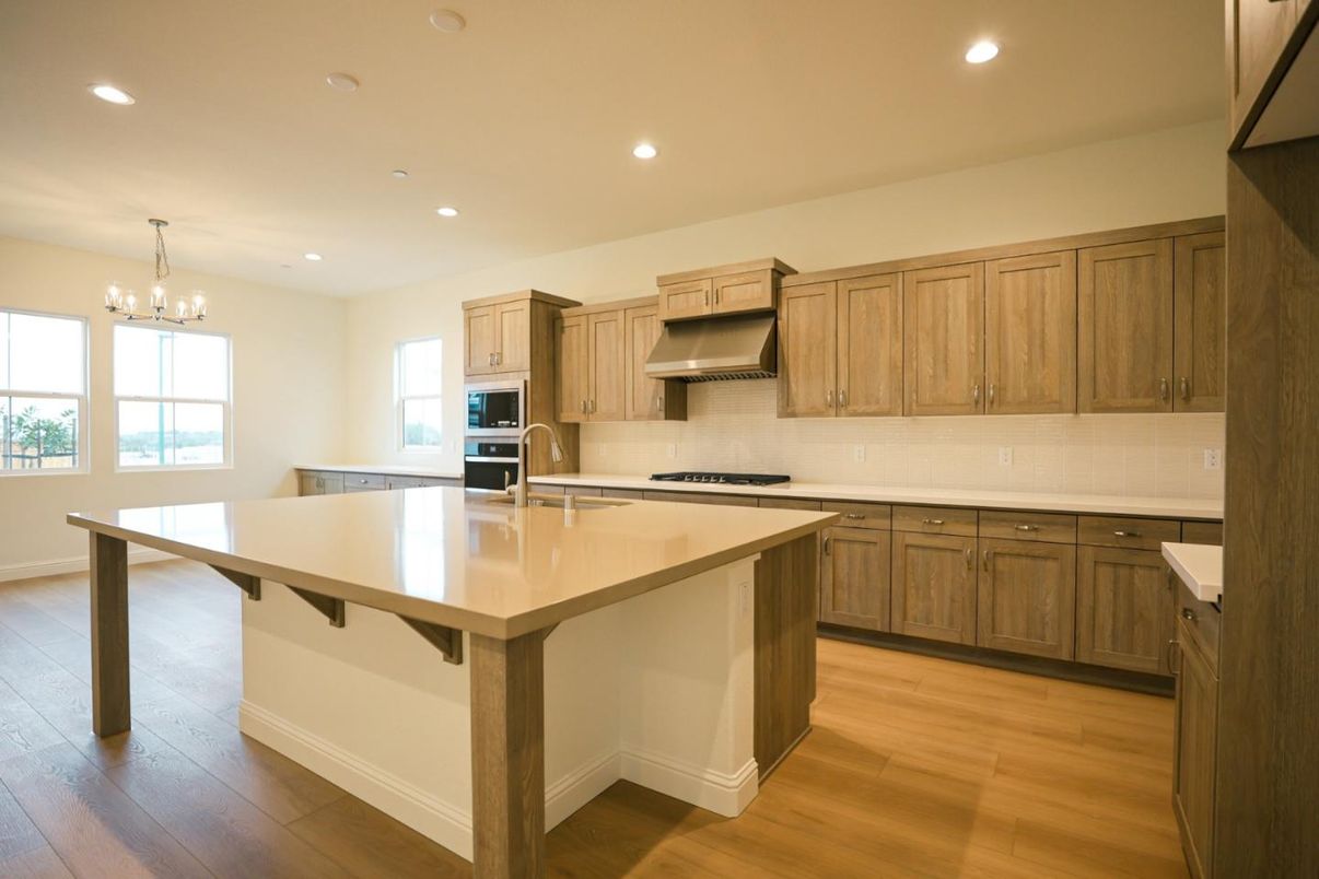 Chandelier, Interior, Kitchen, Recessed Lighting, Wood Texture Flooring