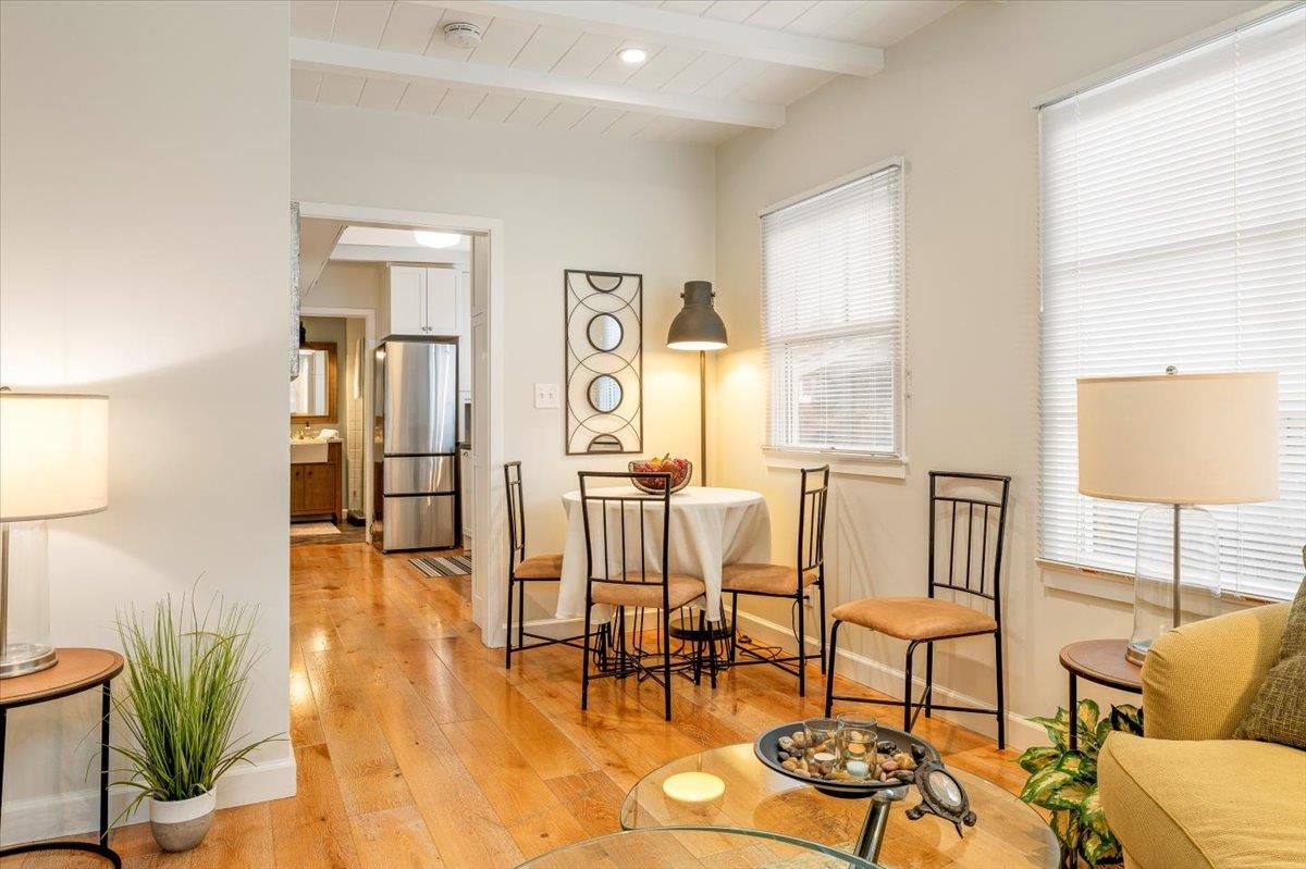 Dining room, Interior, Kitchen, Recessed Lighting, Wood Texture Flooring