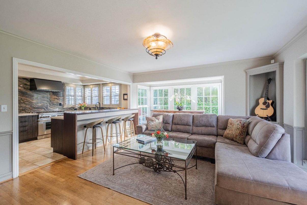 Interior, Kitchen, Living room, Stone Walls, Wood Texture Flooring