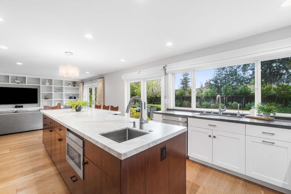 Interior, Kitchen, Pendant Lights, Recessed Lighting, Wood Texture Flooring
