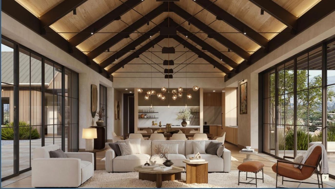 Dining room, Interior, Living room, Pendant Lights, Wooden Beams, Wooden Ceilings
