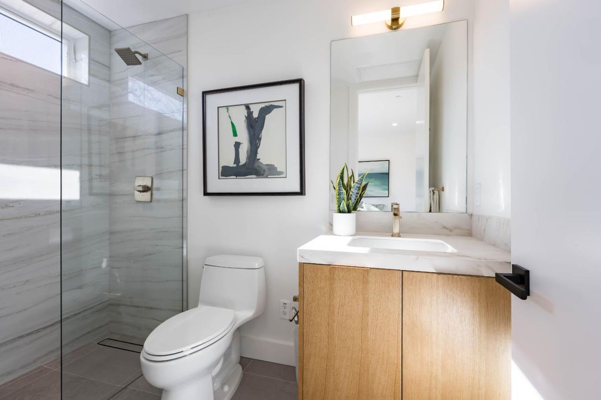 Bathroom, Glass Shower, Interior, Marble Walls