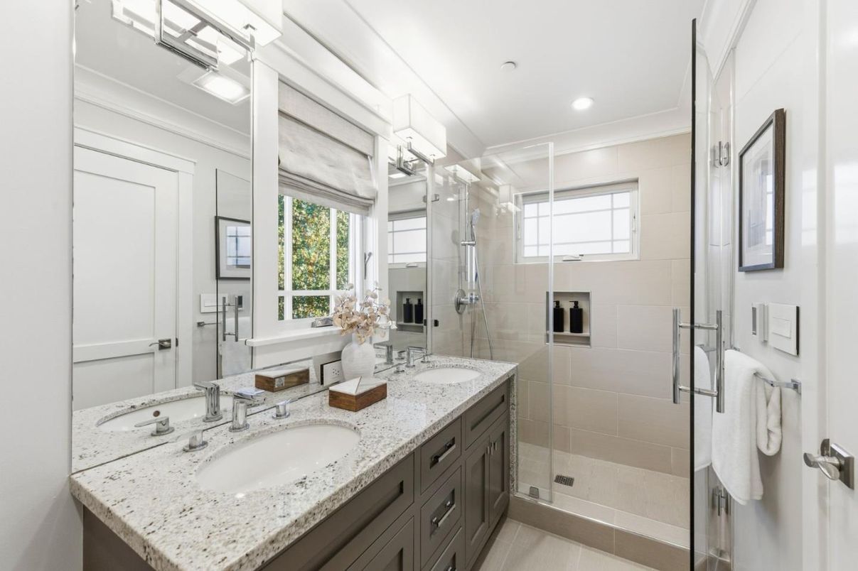 Bathroom, Dual Sink Vanities, Glass Shower, Interior, Recessed Lighting