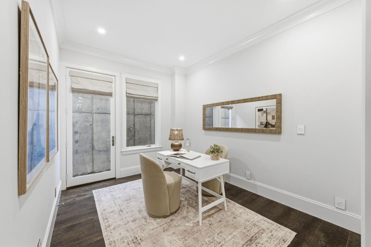 Home Office, Interior, Recessed Lighting, Wood Texture Flooring