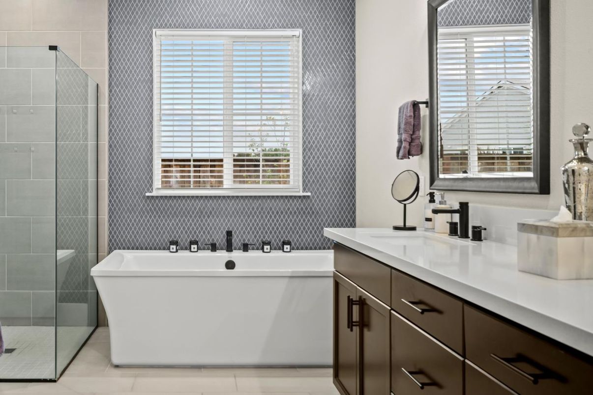 Bathroom, Dual Sink Vanities, Free Standing Baths, Glass Shower, Interior