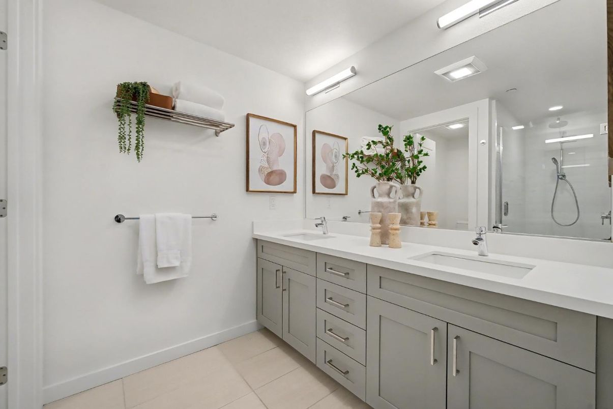 Bathroom, Dual Sink Vanities, Glass Shower, Interior, Recessed Lighting