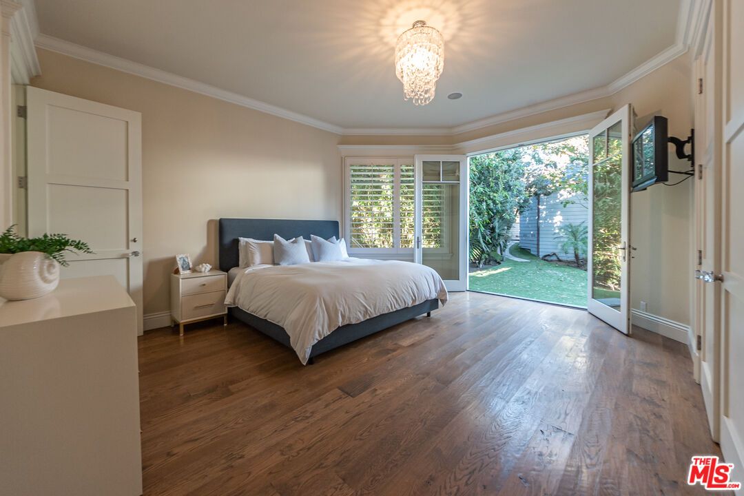 Bedroom, Chandelier, Interior, Wood Texture Flooring
