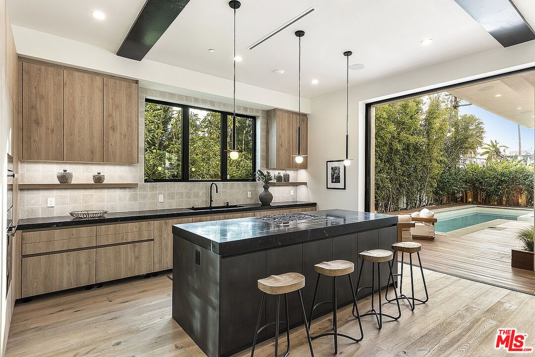 Interior, Kitchen, Pendant Lights, Recessed Lighting, Wood Texture Flooring
