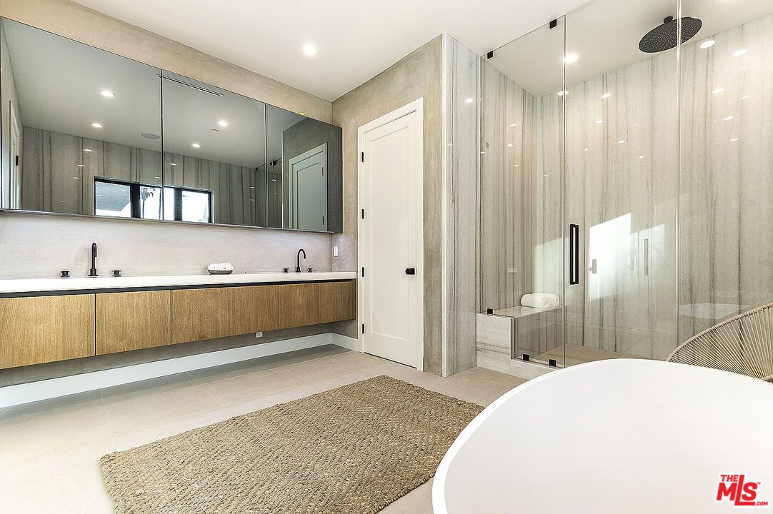 Bathroom, Dual Sink Vanities, Free Standing Baths, Glass Shower, Interior, Recessed Lighting